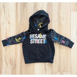 Sesame Street Black Hoodie with Colorful Characters